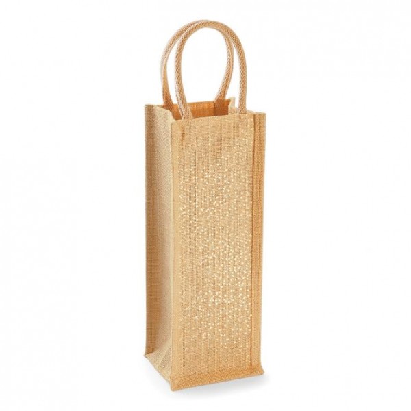 jute:glänzende bottle bag